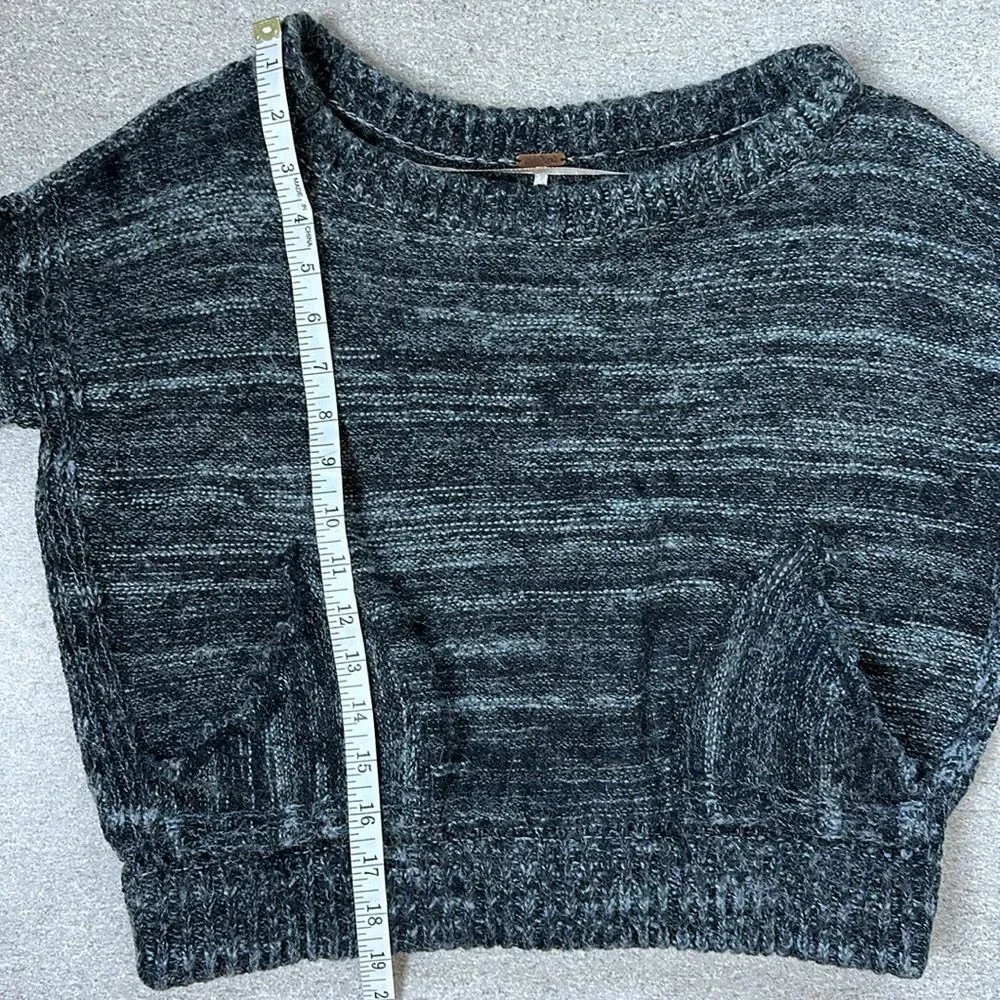 Free People In My Pocket Cropped Boxy Sweater w/ Pockets in Charcoal Grey XS - Picture 8 of 15